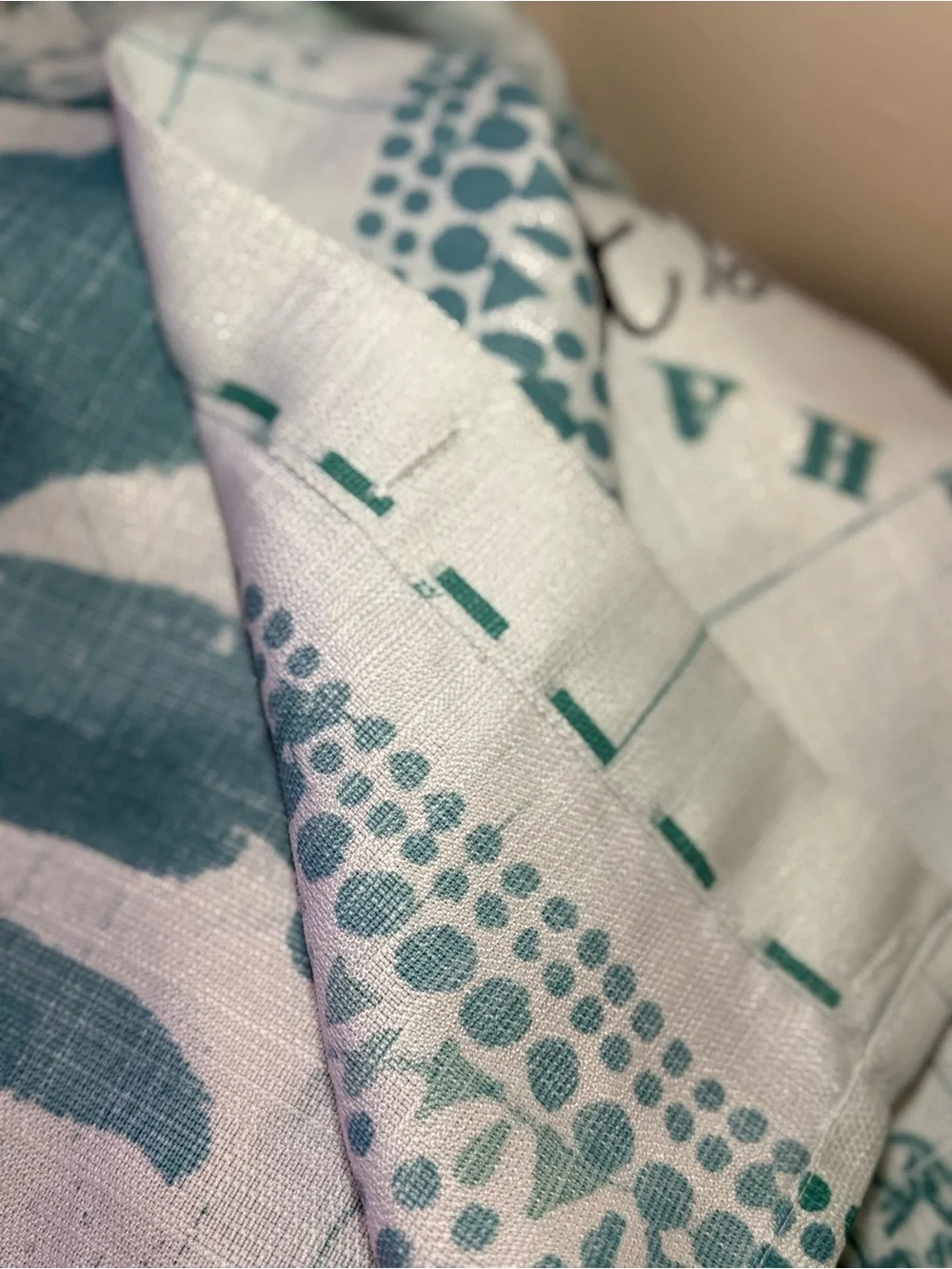 Kohl's Aqua and Teal Patterned Beach shower curtain